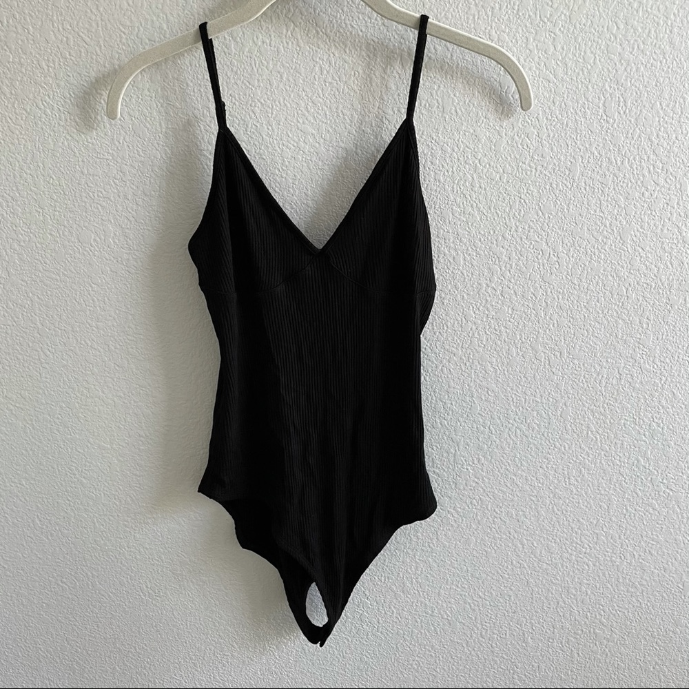 Black Vneck Rib Bodysuit